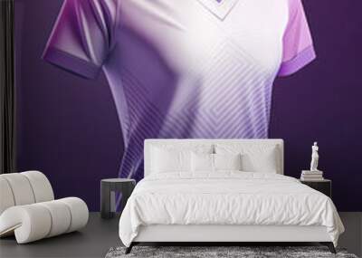 A white and purple sports short sleeve t-shirt Wall mural