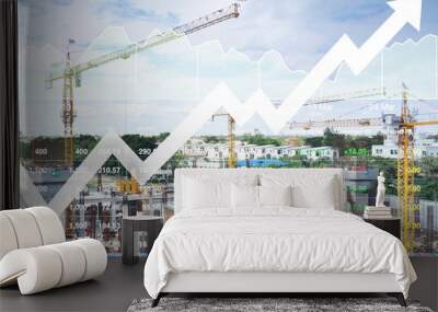 Stock financial research data for construction  industrial  investment background with graph. Wall mural