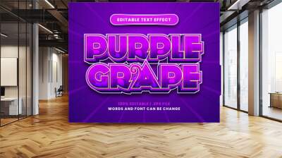 Purple grape editable text effect in modern 3d style Wall mural