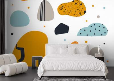 A set of stones on white background. Vector illustration in a minimalistic style. Wall mural