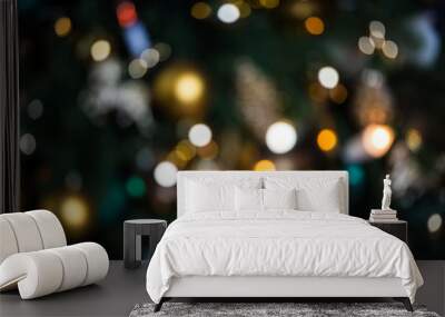 Abstract christmas background with colorful bokeh light effects Wall mural