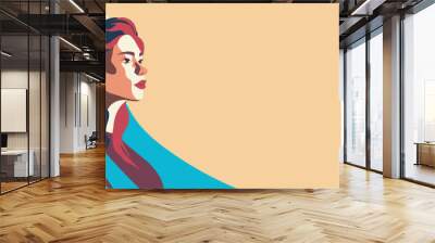 Horizontal vector banner for Women's Day, women of different cultures and nationalities together on a light background. Vector concept of movement for gender equality and women's empowerment Wall mural