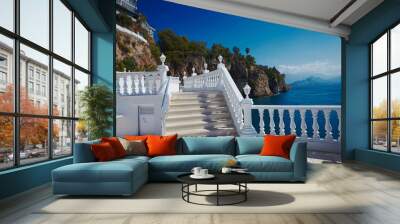 Beautiful terrace with balustrade looking to sea Wall mural