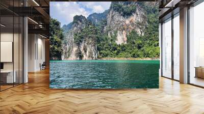 Beautiful view, Boat trip to the islands in Thailand. Khao Sok National Park and Cheo Lan Lake. Nice shoot. Wall mural