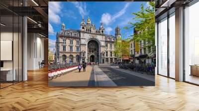 Antwerp Central Station in Antwerp, Belgium. Cozy cityscape of Antwerpen. Architecture and landmark of Antwerpen Wall mural