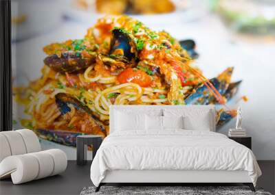 Italian pasta with seafood Wall mural