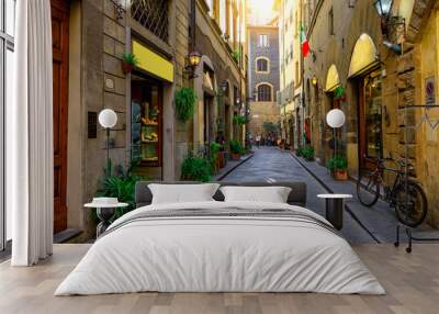 Narrow cozy street in Florence, Tuscany. Italy Wall mural