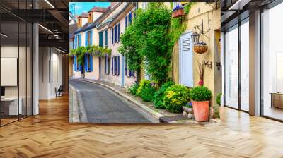 Old street with old houses in a small town Chartres, France Wall mural