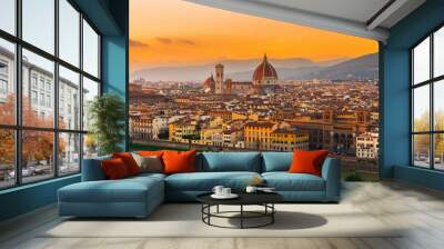 Sunset view of Florence and Duomo. Italy Wall mural