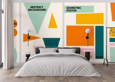 Collection of geometric poster templates. Abstract vector background for graphic design. Vintage style. Banner design for an event, billboard, social media. Wall mural