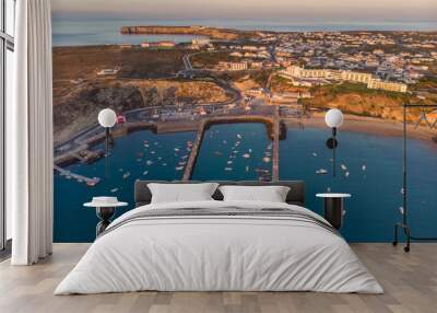 Aerial view of the famous tourist town of Sagres, Portugal at sunset Wall mural