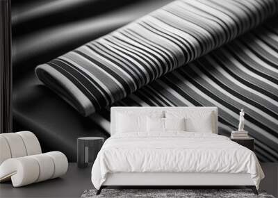 fabric material close-up. fashionable retro style black and white Wall mural