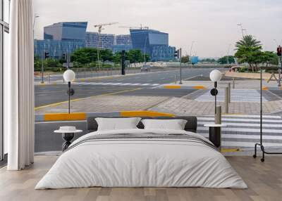 road with pedestrian crossings, Al Ihtiraf Street in Yas Island, Abu Dhabi, UAE Wall mural