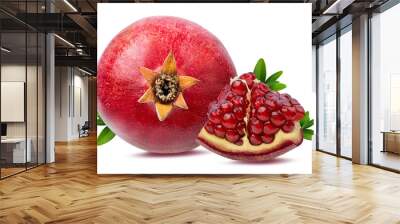 Fresh pomegranate isolated on white background with clipping path Wall mural