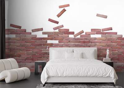 Watercolor brick wall isolated on white background Wall mural