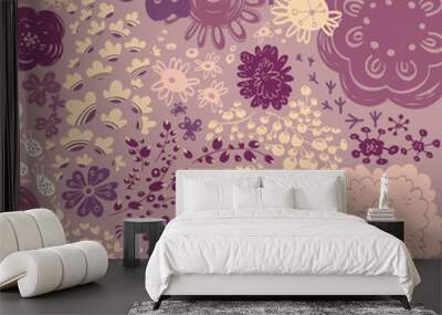 Harmony Garden Vector Seamless Pattern, Half Drop repeat Wall mural