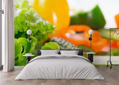 Fresh vegetables on a white background Wall mural