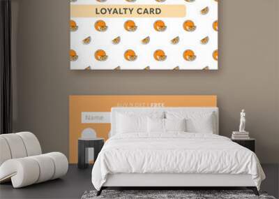 Vector bonus card, loyalty card template with oranges on white background. Wall mural