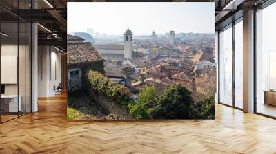 old house and skyline of Brescia city Wall mural