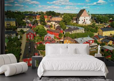 Aerial view of historical town of Porvoo in Finland Wall mural