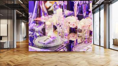 Beautidul table set for wedding reception Wall mural