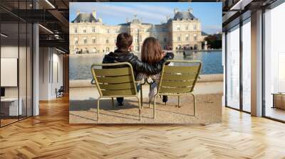 Dating couple in the Luxembourg garden of Paris Wall mural