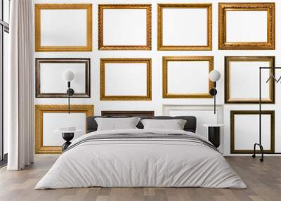 set of various old wooden picture frames cutout Wall mural