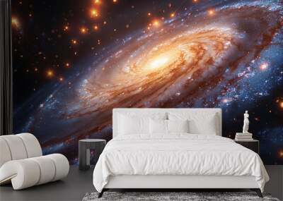 Beautiful spiral galaxy with a lot of lights of stars and planets Wall mural