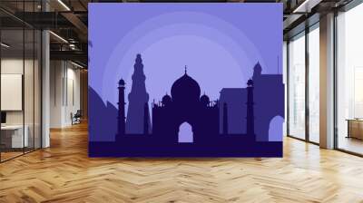 silhouette of india landmarks for landing page Wall mural