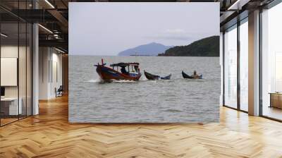 Three boats sail by sea Wall mural