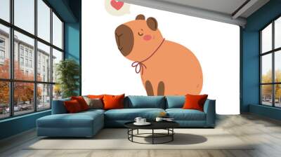 Cute cartoon capybara. Vector animals, children's print in flat style. Wall mural