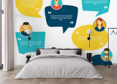 Testimonial Speech bubble concept, customer feedback for info graphic, application for info graphic, application and website. Creative testimonials template with different shapes. Vector illustration. Wall mural