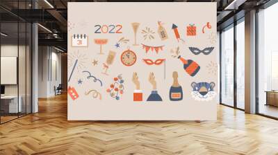 Set of New Year theme elements. New Year party vector collection Wall mural