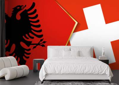 Albania and Switzerland flags, two vector flags. Wall mural