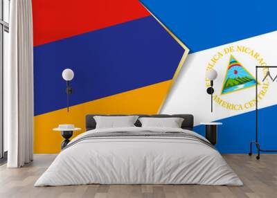 Armenia and Nicaragua flags, two vector flags. Wall mural