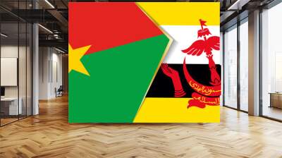 Burkina Faso and Brunei flags, two vector flags. Wall mural