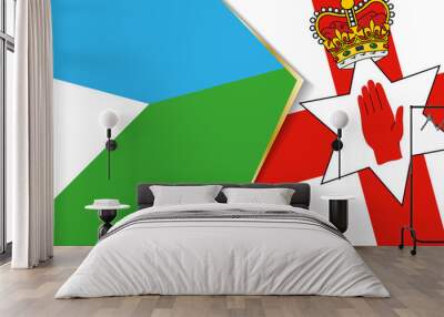 Djibouti and Northern Ireland flags, two vector flags. Wall mural