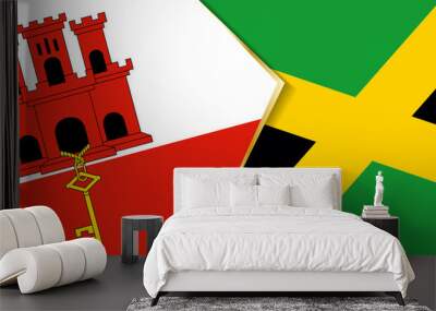 Gibraltar and Jamaica flags, two vector flags. Wall mural