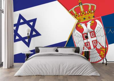 Israel and Serbia flags, two vector flags. Wall mural