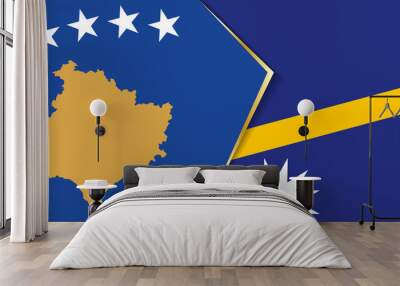 Kosovo and Nauru flags, two vector flags. Wall mural