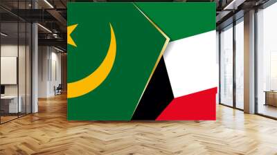 Mauritania and Kuwait flags, two vector flags. Wall mural