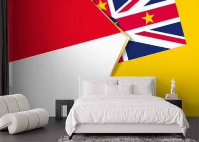 Monaco and Niue flags, two vector flags. Wall mural