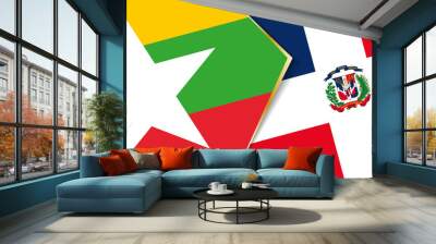 Myanmar and Dominican Republic flags, two vector flags. Wall mural