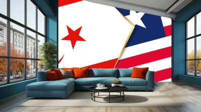 Northern Cyprus and Liberia flags, two vector flags. Wall mural