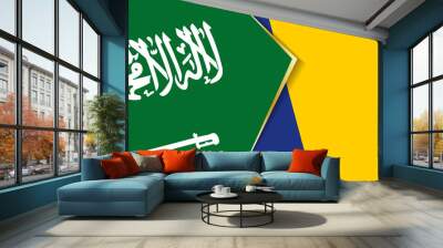 Saudi Arabia and Romania flags, two vector flags. Wall mural