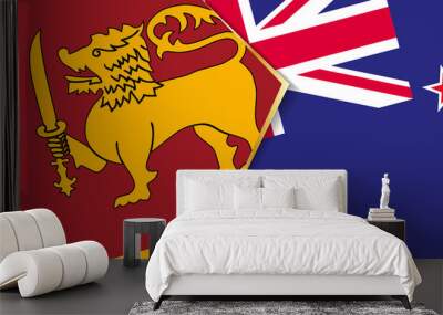 Sri Lanka and New Zealand flags, two vector flags. Wall mural