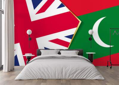 United Kingdom and Maldives flags, two vector flags. Wall mural