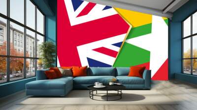 United Kingdom and Myanmar flags, two vector flags. Wall mural