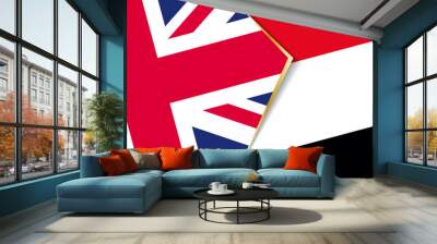 United Kingdom and Yemen flags, two vector flags. Wall mural