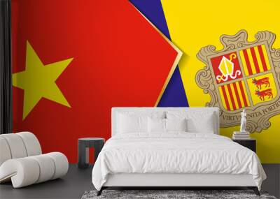 Vietnam and Andorra flags, two vector flags. Wall mural